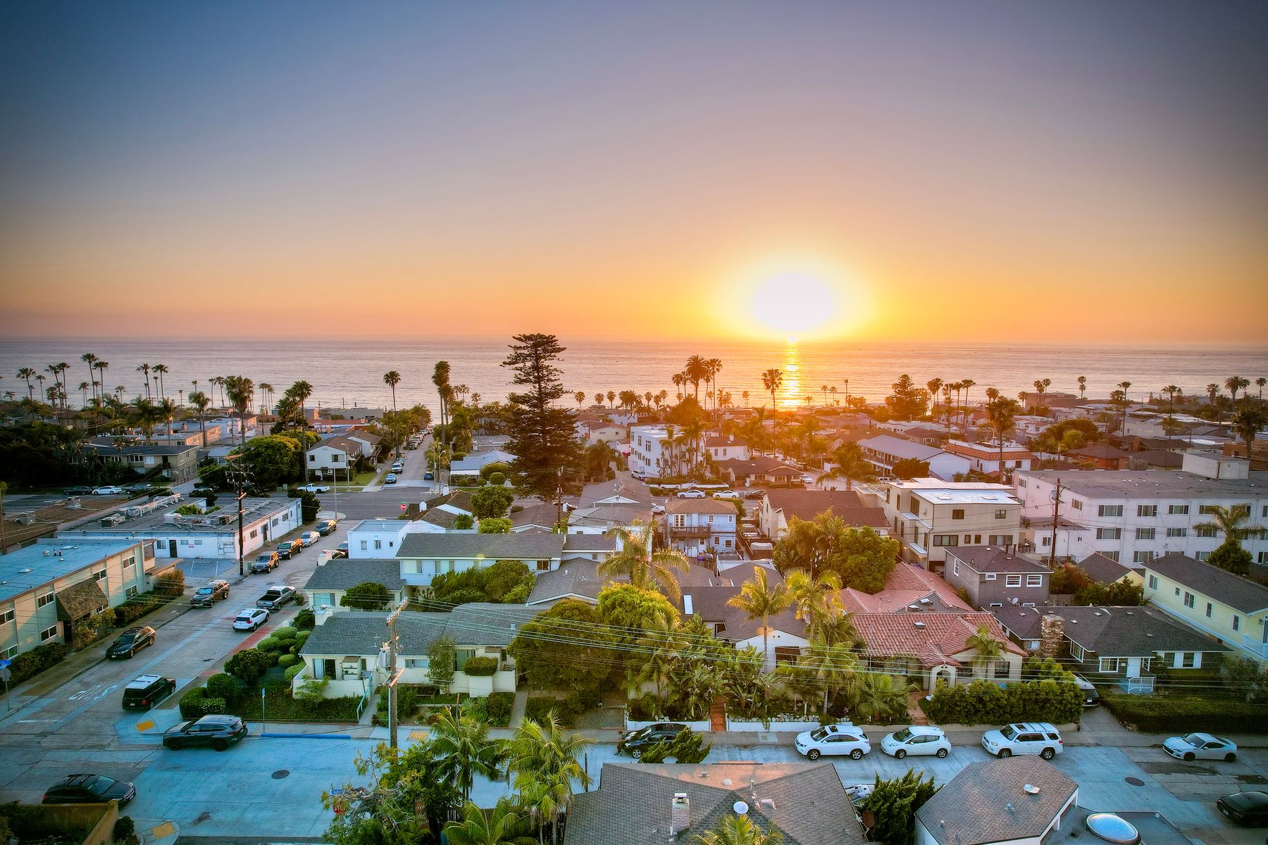 Aerial view of 428-38 Rosemont St, a six-unit coastal multifamily on a corner lot in La Jolla, two blocks from Windansea Beach